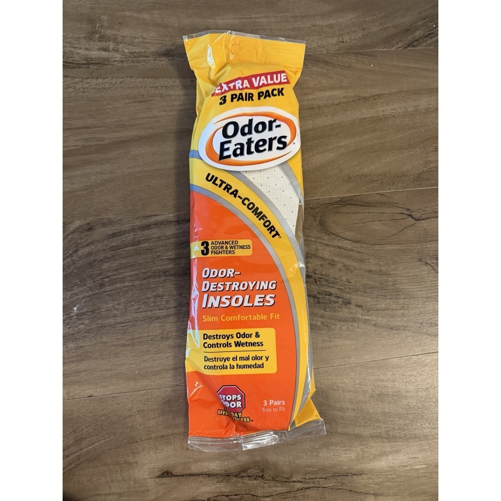 Odor-Eaters Slim Comfortable Fit Odor-Destroying Insoles 3 Pairs Ultra-Comfort